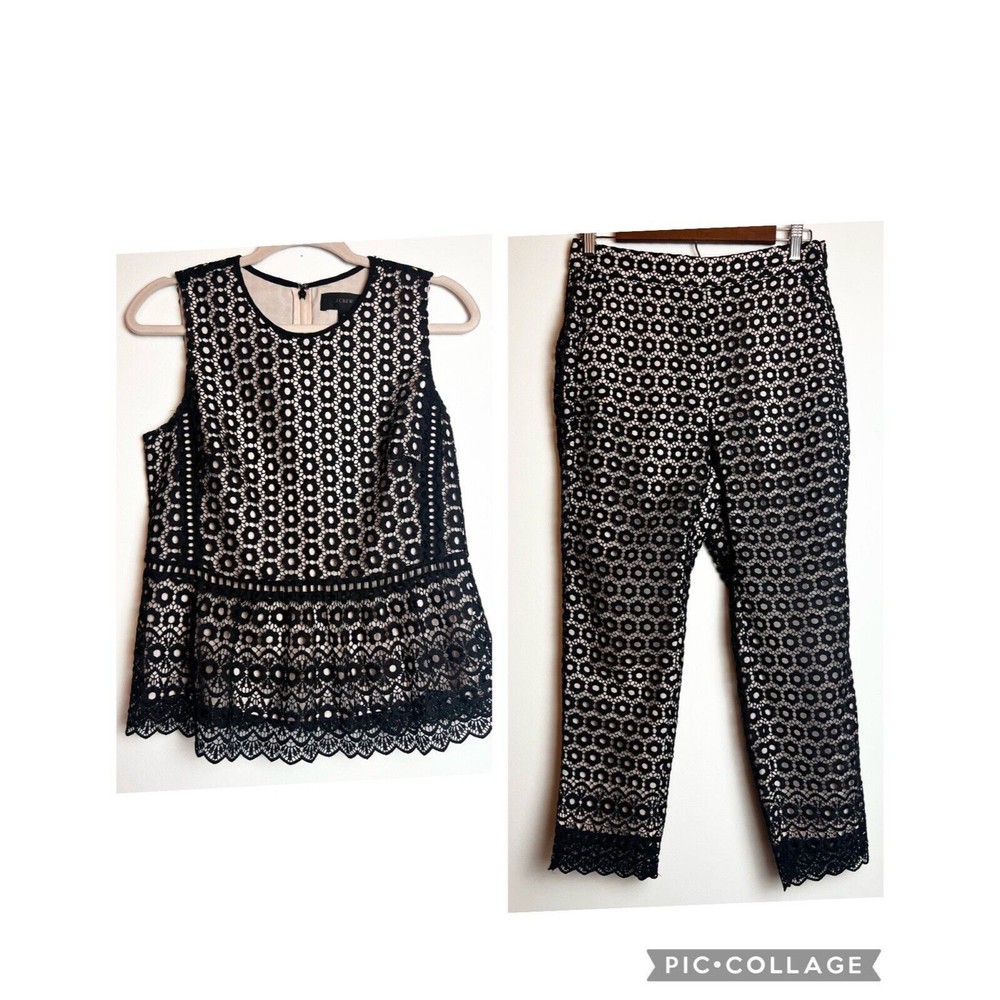 J. Crew Daisy Lace Cropped Pants & Sleeveless Top Set Women’s Sz 6